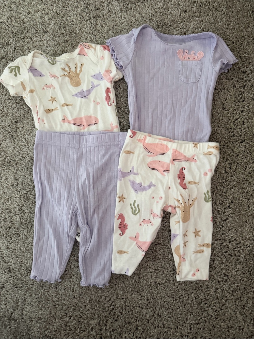 Lilac and Sea Creatures Baby One-Piece Sets